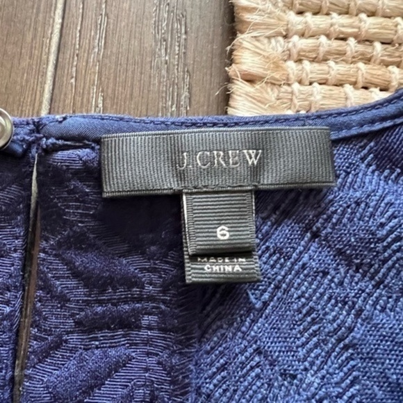 J. Crew Textured Boxy Navy Pull Over Top with Zipper Elements - Picture 11 of 12